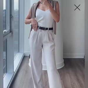 QUINCE Stretch Crepe Pleated Wide Leg Pants Trousers Sand Size 2 Neutral Classic